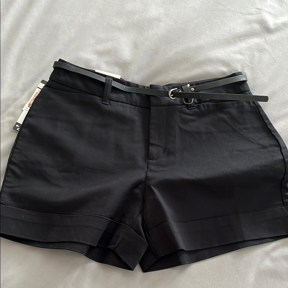 Women's Black Belted Shorts